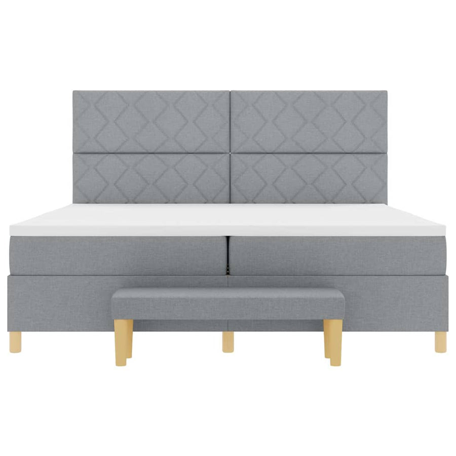 Boxspring bed met matras Lichtgrijs 200 x 200 cm Stof