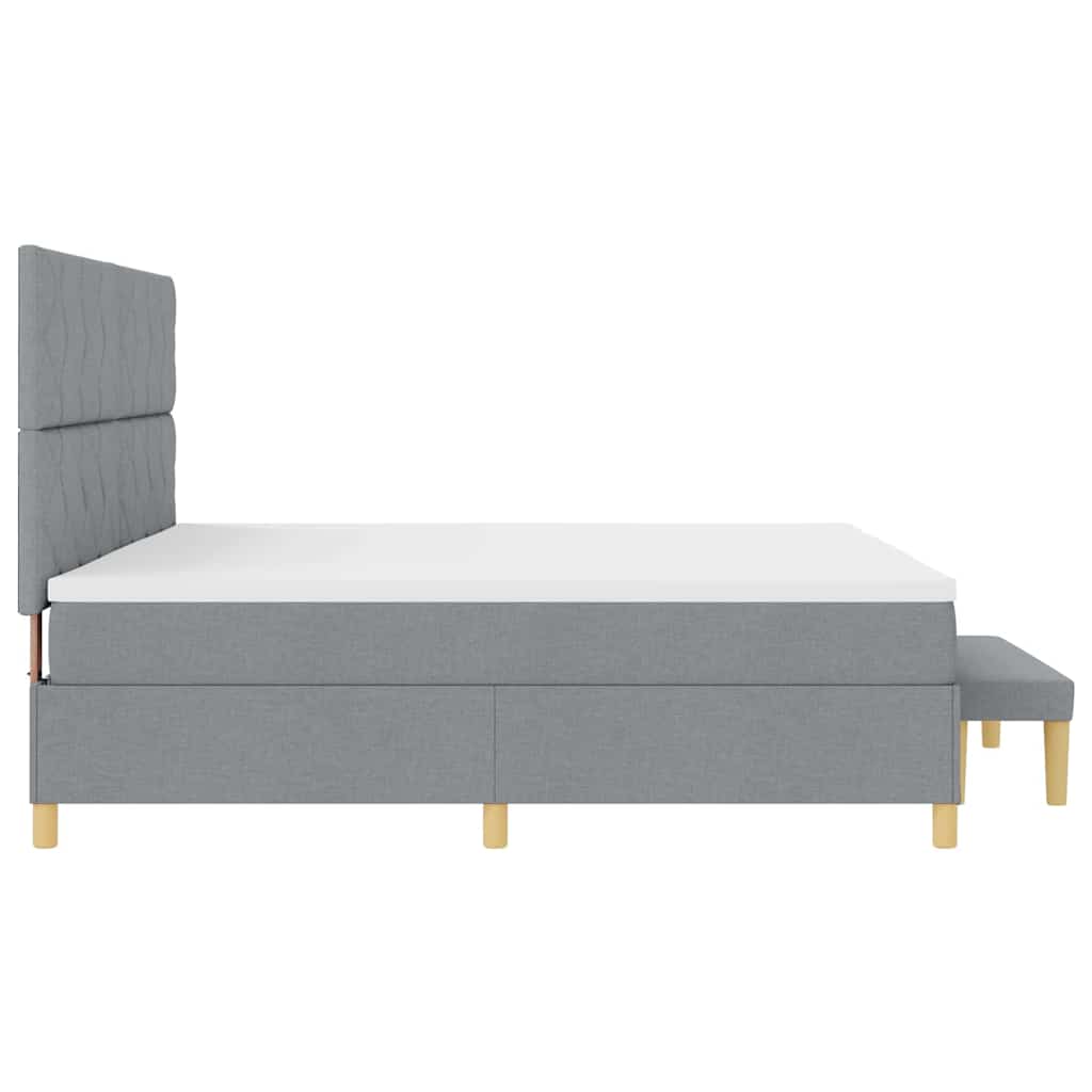 Boxspring bed met matras Lichtgrijs 200 x 200 cm Stof