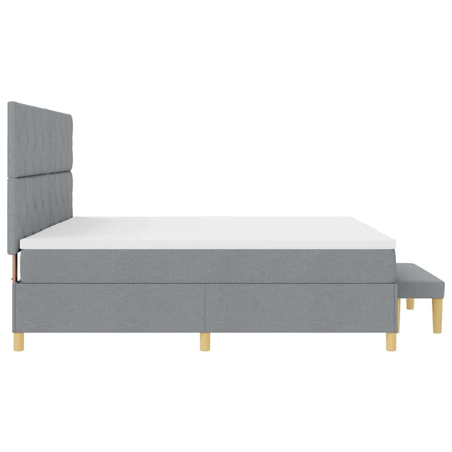 Boxspring bed met matras Lichtgrijs 200 x 200 cm Stof