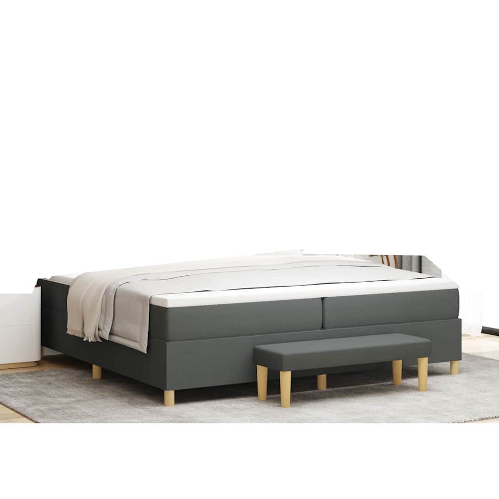 Boxspring bed met matras Donkergrijs 200 x 200 cm Stof