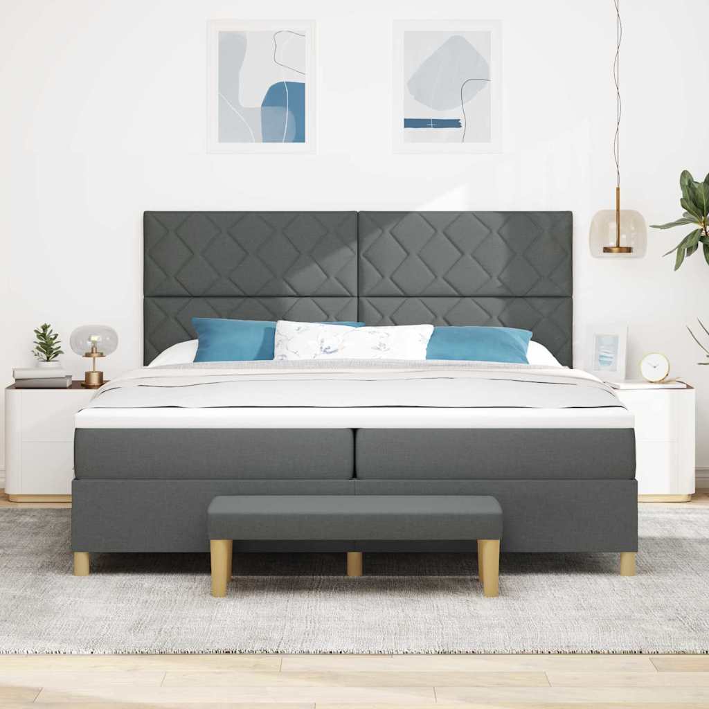 Boxspring bed met matras Donkergrijs 200 x 200 cm Stof