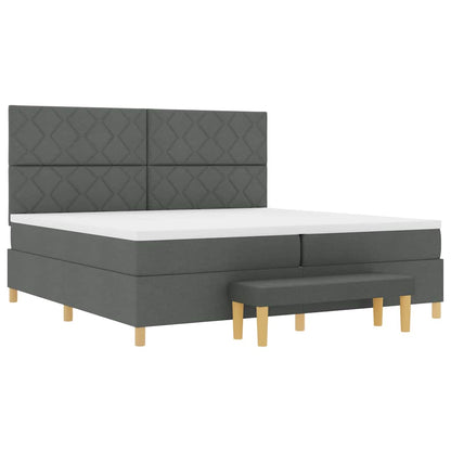 Boxspring bed met matras Donkergrijs 200 x 200 cm Stof
