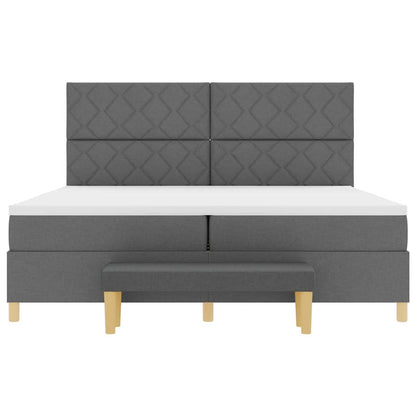 Boxspring bed met matras Donkergrijs 200 x 200 cm Stof