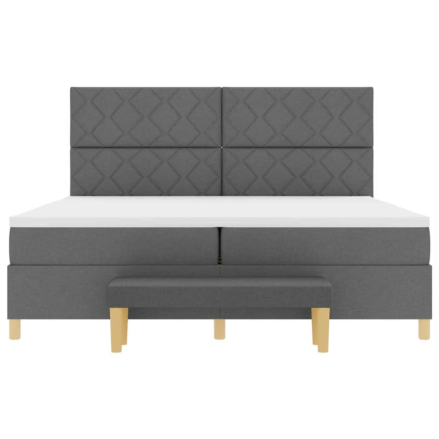 Boxspring bed met matras Donkergrijs 200 x 200 cm Stof