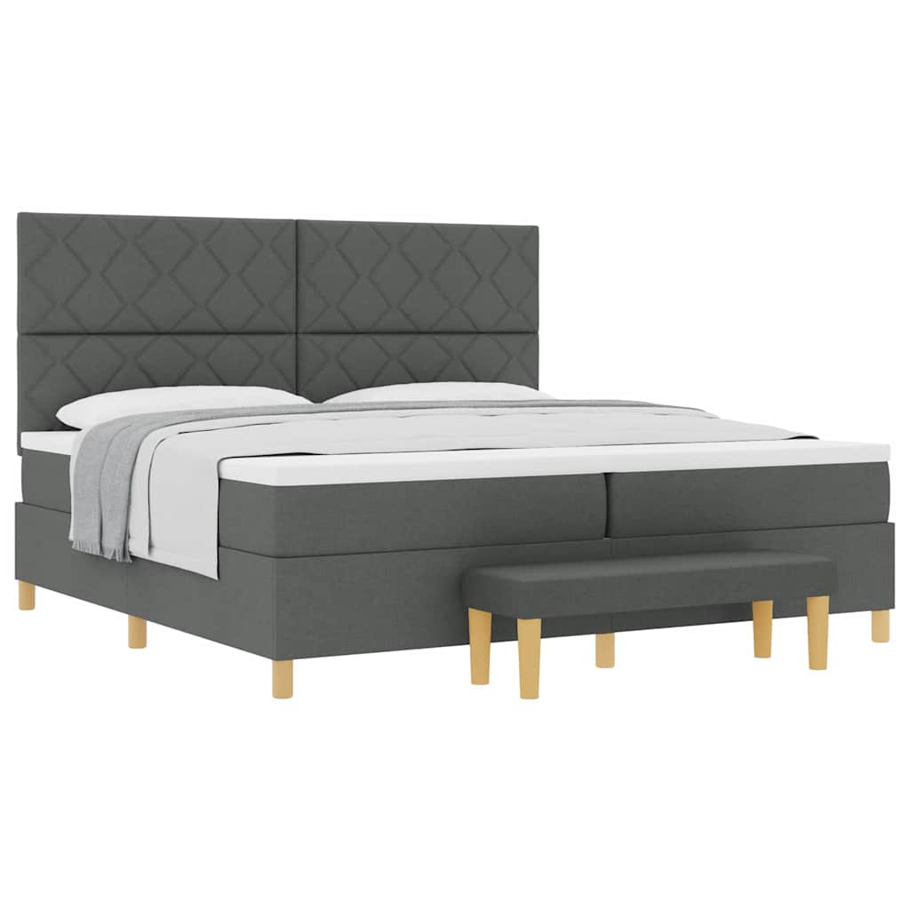 Boxspring bed met matras Donkergrijs 200 x 200 cm Stof