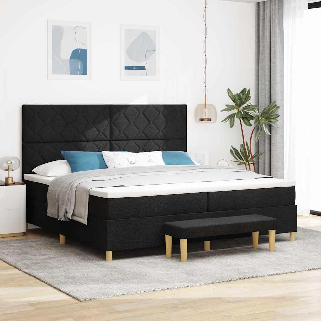 Boxspring bed met matras met hoofdeinde Zwart 200 x 200 cm Stof