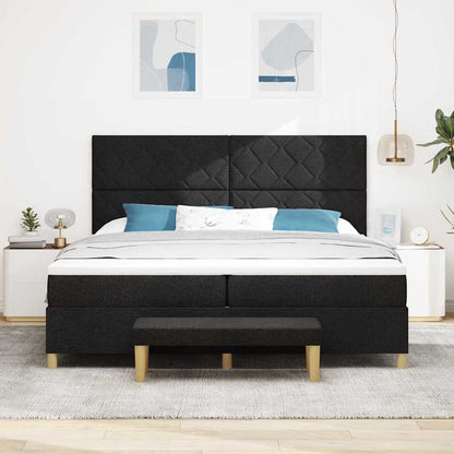 Boxspring bed met matras met hoofdeinde Zwart 200 x 200 cm Stof