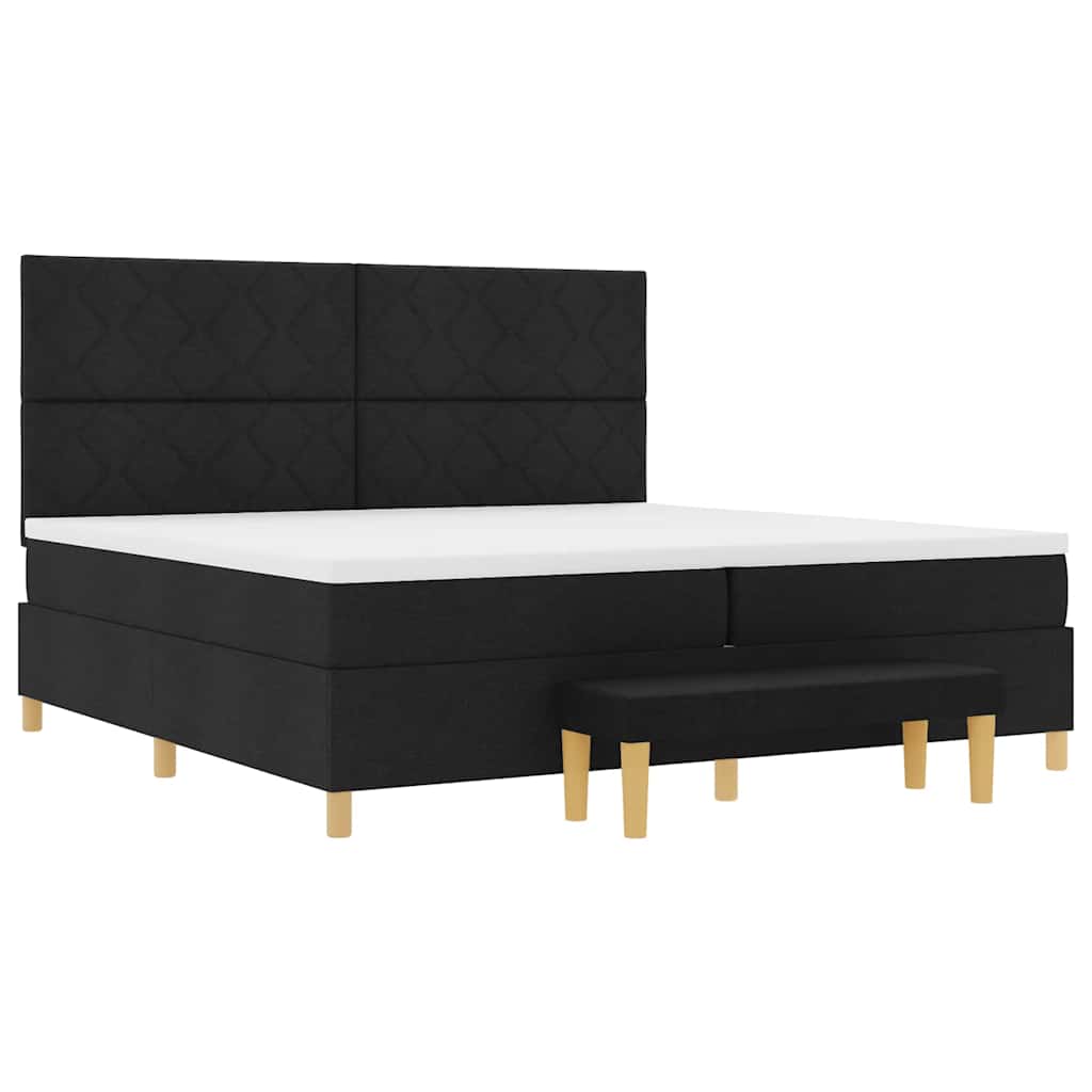 Boxspring bed met matras met hoofdeinde Zwart 200 x 200 cm Stof