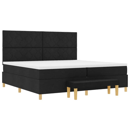 Boxspring bed met matras met hoofdeinde Zwart 200 x 200 cm Stof