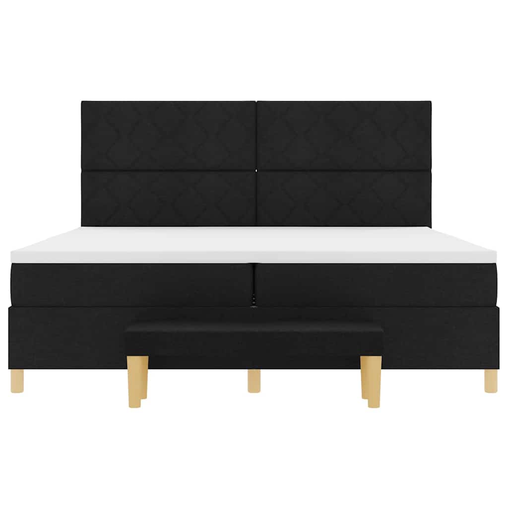 Boxspring bed met matras met hoofdeinde Zwart 200 x 200 cm Stof