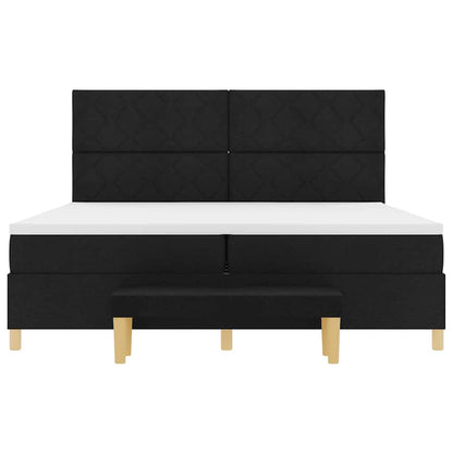 Boxspring bed met matras met hoofdeinde Zwart 200 x 200 cm Stof
