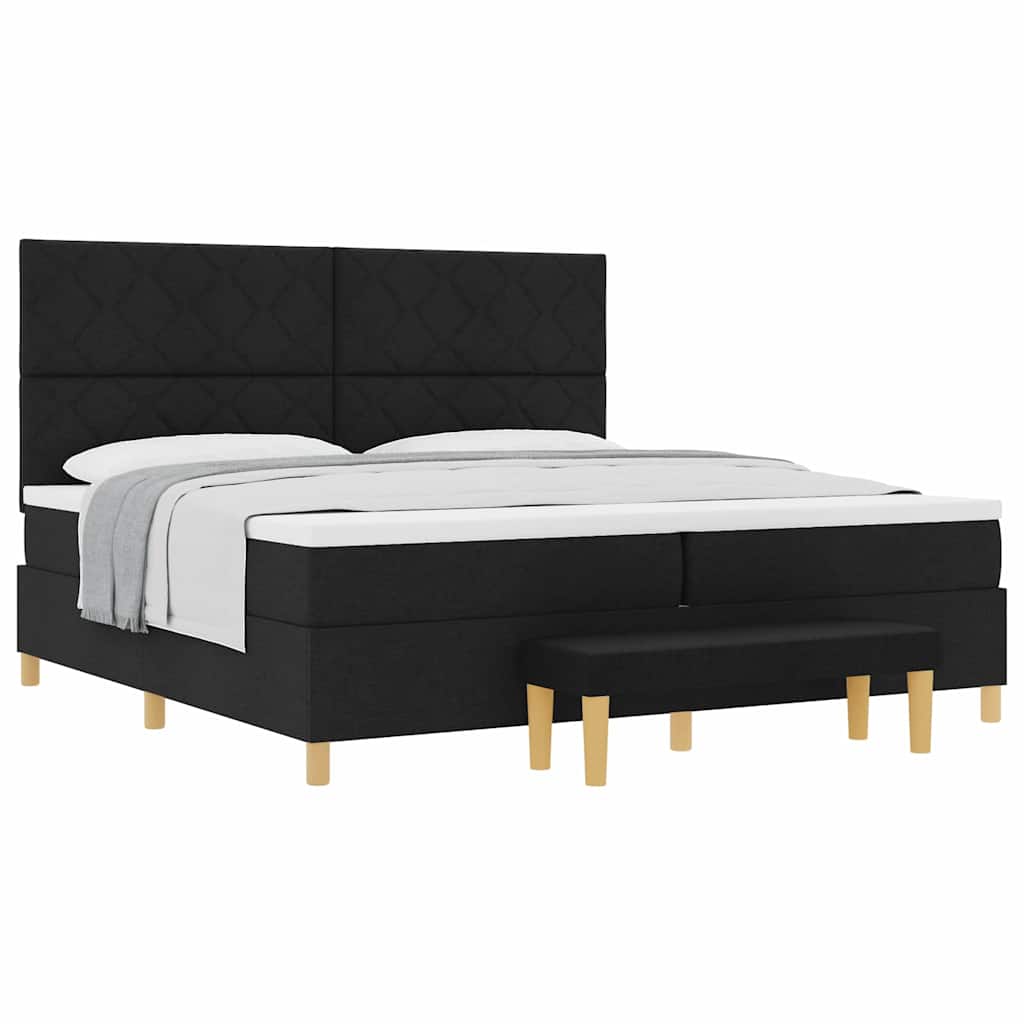 Boxspring bed met matras met hoofdeinde Zwart 200 x 200 cm Stof