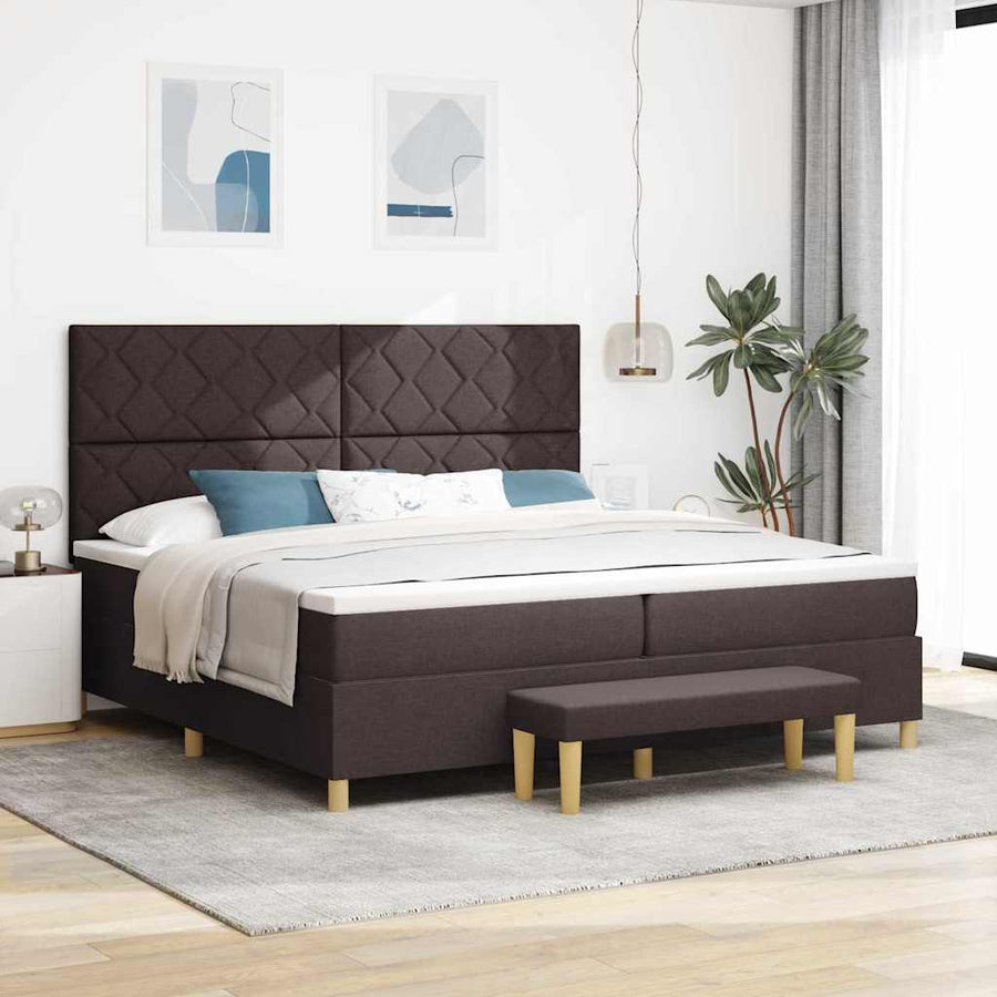 Boxspring bed met matras Donkerbruin 200 x 200 cm Stof