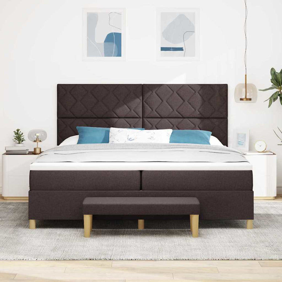 Boxspring bed met matras Donkerbruin 200 x 200 cm Stof
