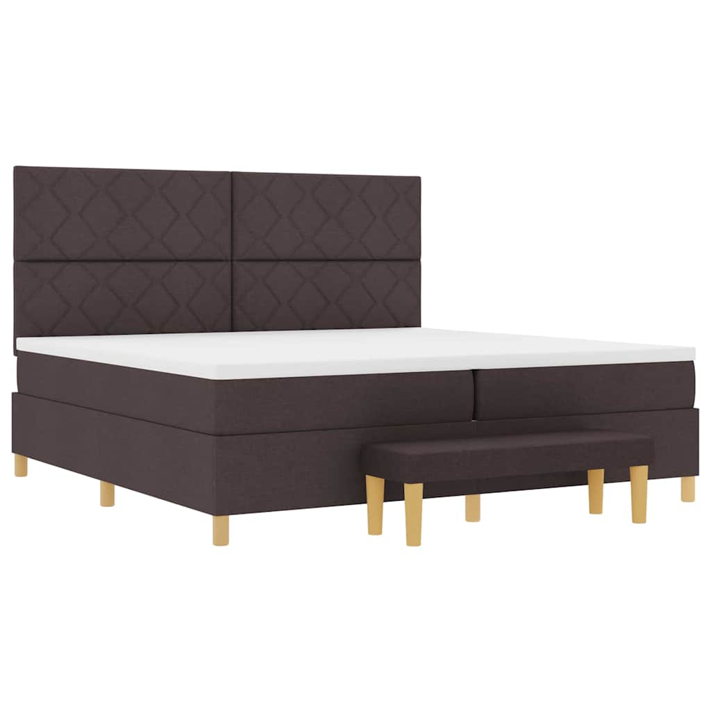 Boxspring bed met matras Donkerbruin 200 x 200 cm Stof