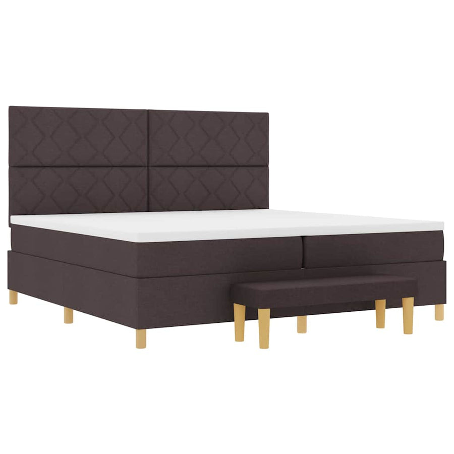 Boxspring bed met matras Donkerbruin 200 x 200 cm Stof