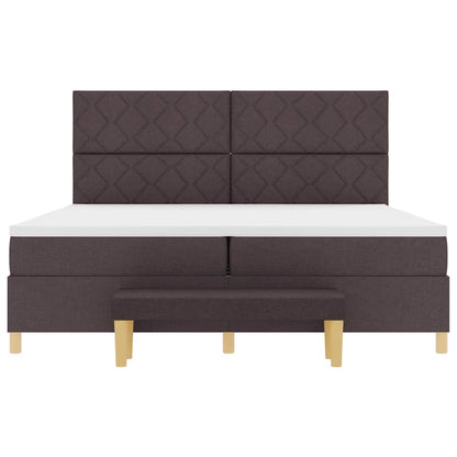 Boxspring bed met matras Donkerbruin 200 x 200 cm Stof
