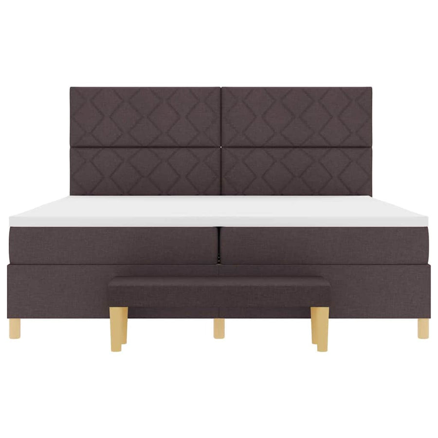 Boxspring bed met matras Donkerbruin 200 x 200 cm Stof