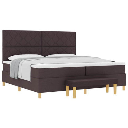 Boxspring bed met matras Donkerbruin 200 x 200 cm Stof