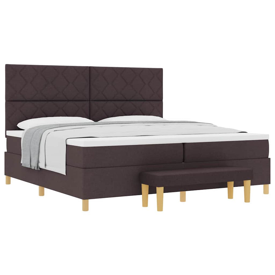 Boxspring bed met matras Donkerbruin 200 x 200 cm Stof