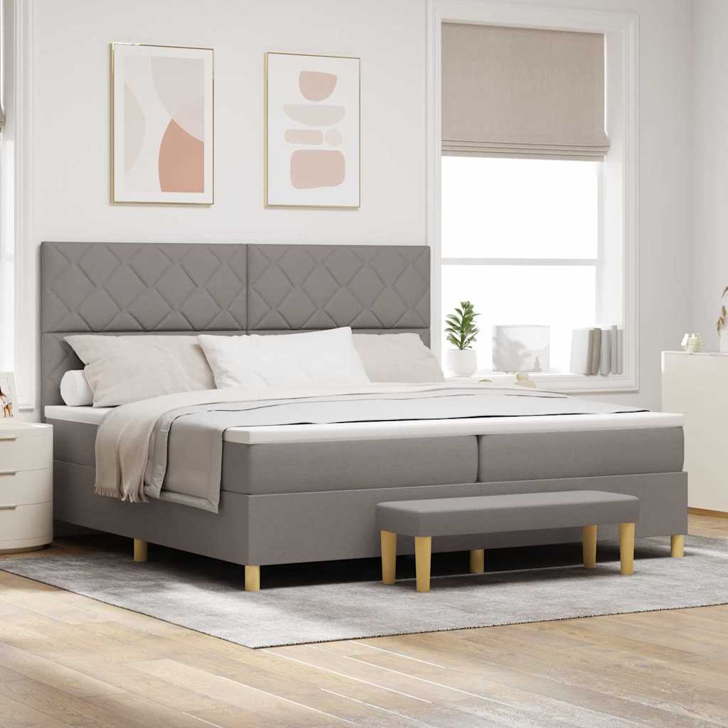 Boxspring bed met kussen met hoofdeinde Taupe 200 x 200 cm Stof