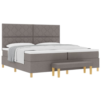 Boxspring bed met kussen met hoofdeinde Taupe 200 x 200 cm Stof