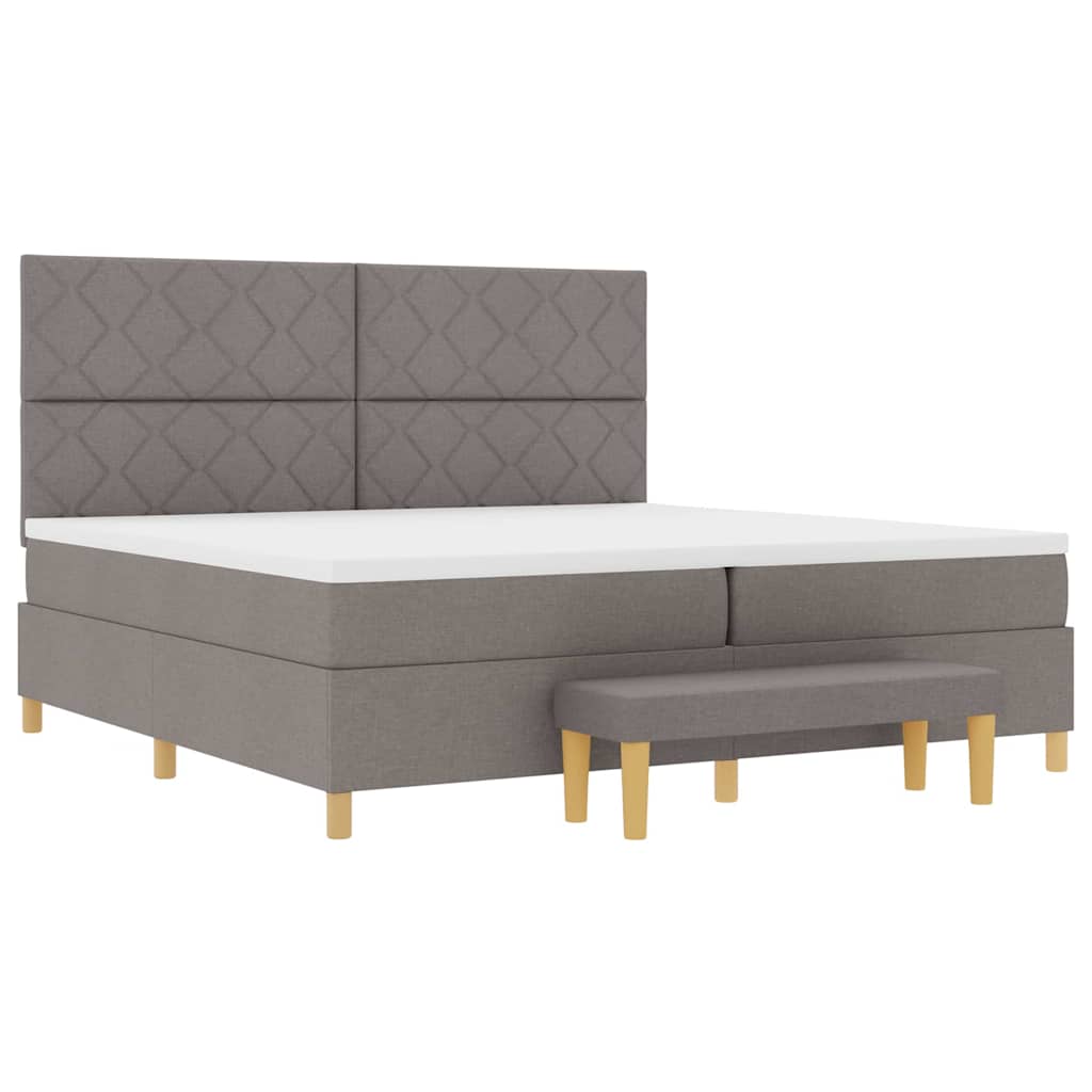 Boxspring bed met kussen met hoofdeinde Taupe 200 x 200 cm Stof