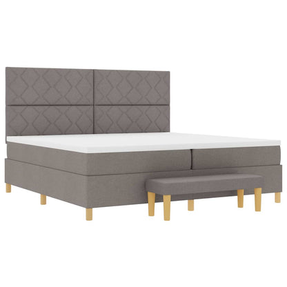 Boxspring bed met kussen met hoofdeinde Taupe 200 x 200 cm Stof