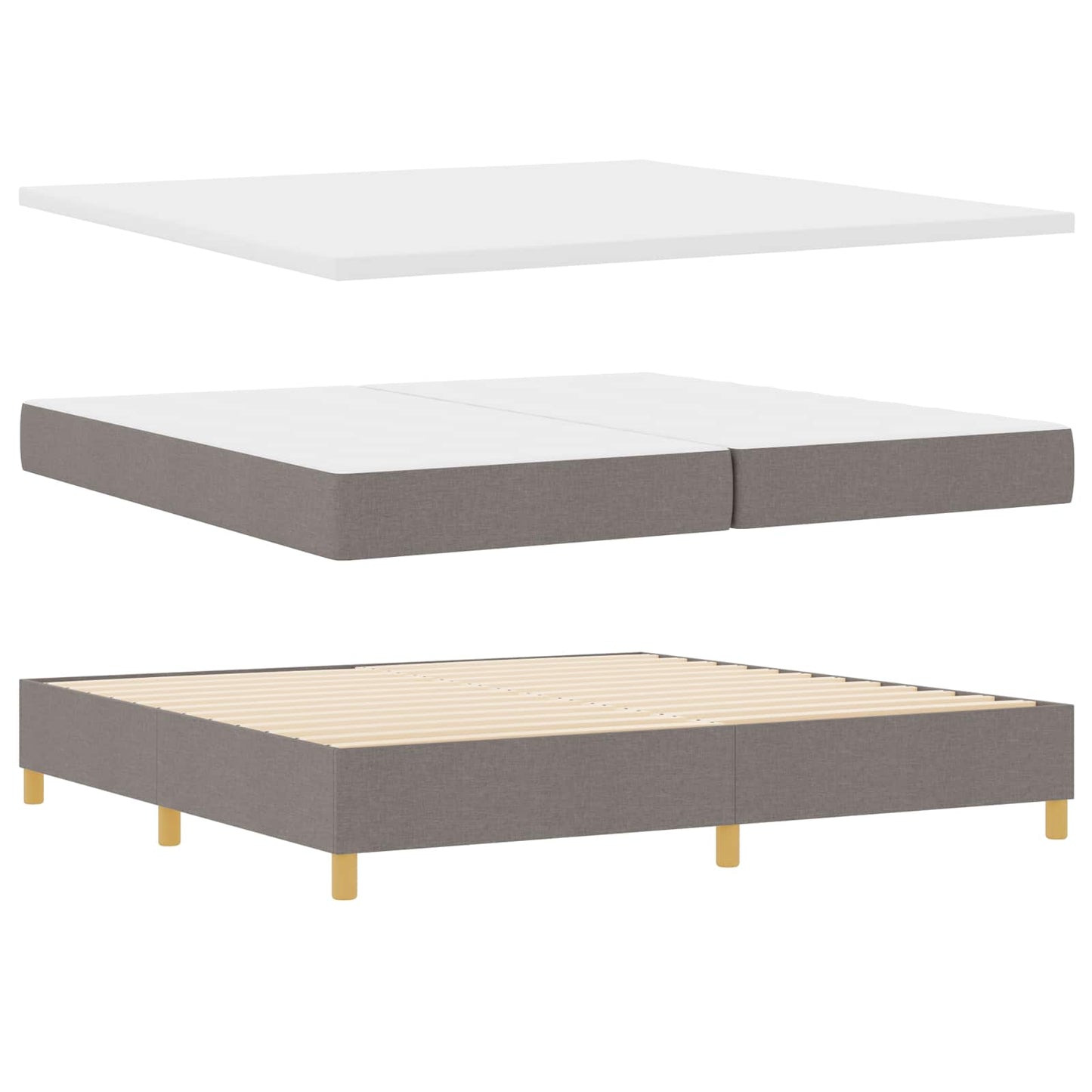 Boxspring bed met kussen met hoofdeinde Taupe 200 x 200 cm Stof