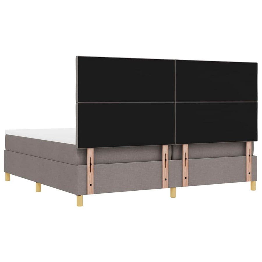 Boxspring bed met kussen met hoofdeinde Taupe 200 x 200 cm Stof