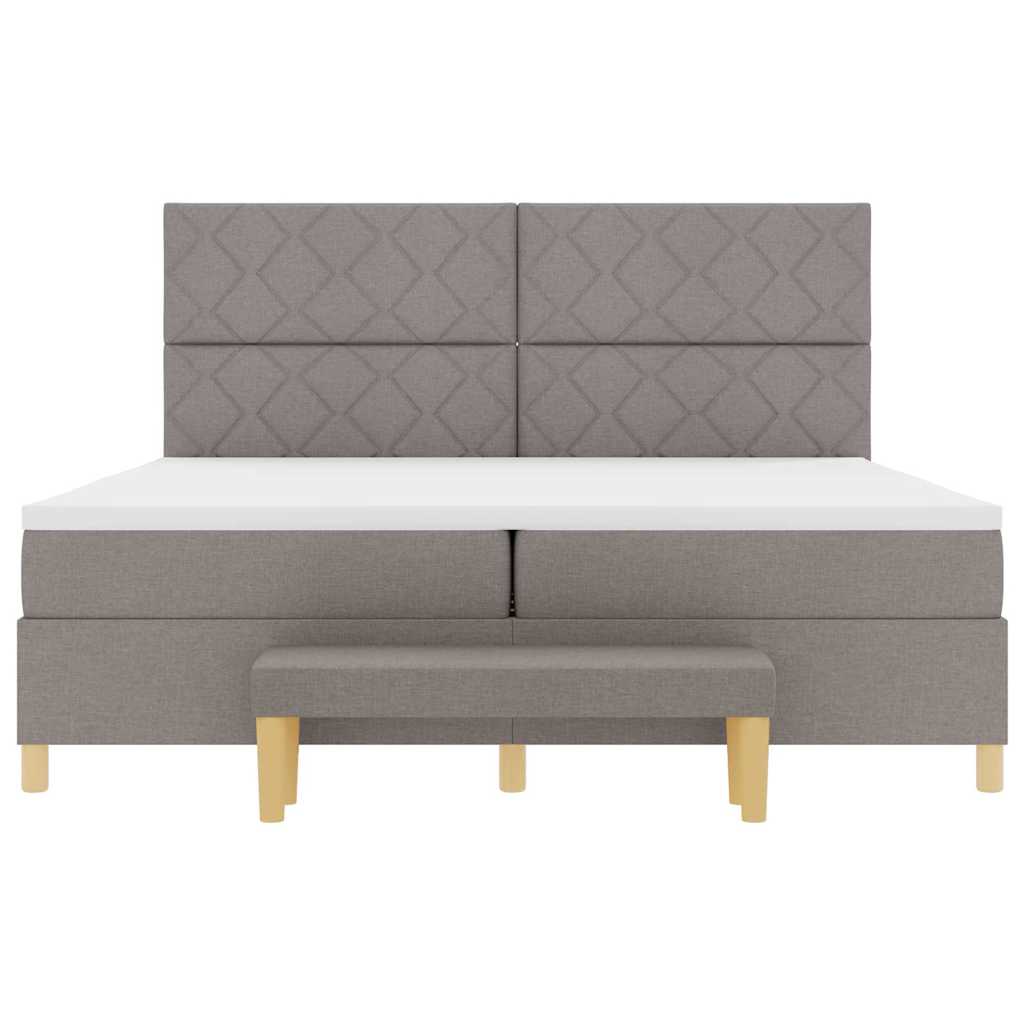 Boxspring bed met kussen met hoofdeinde Taupe 200 x 200 cm Stof