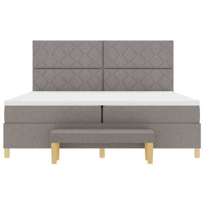Boxspring bed met kussen met hoofdeinde Taupe 200 x 200 cm Stof