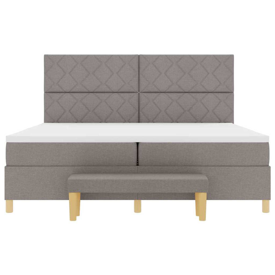 Boxspring bed met kussen met hoofdeinde Taupe 200 x 200 cm Stof