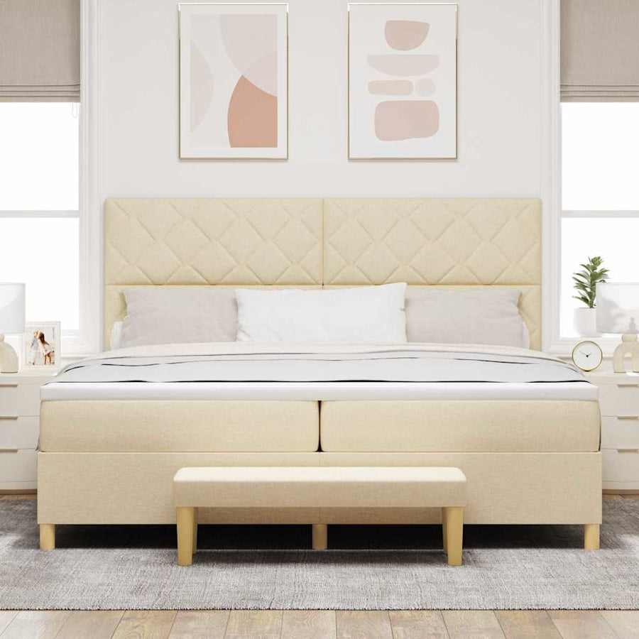 Boxspring bed met matras met hoofdeinde Crème 200 x 200 cm Stof