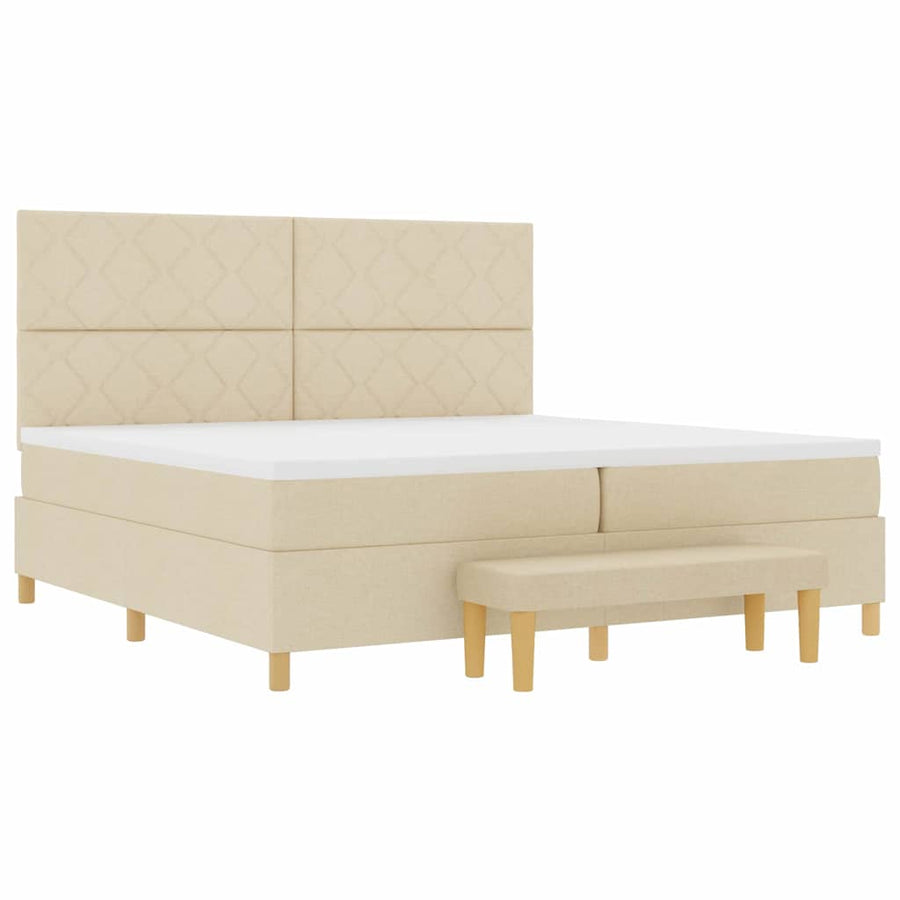 Boxspring bed met matras met hoofdeinde Crème 200 x 200 cm Stof