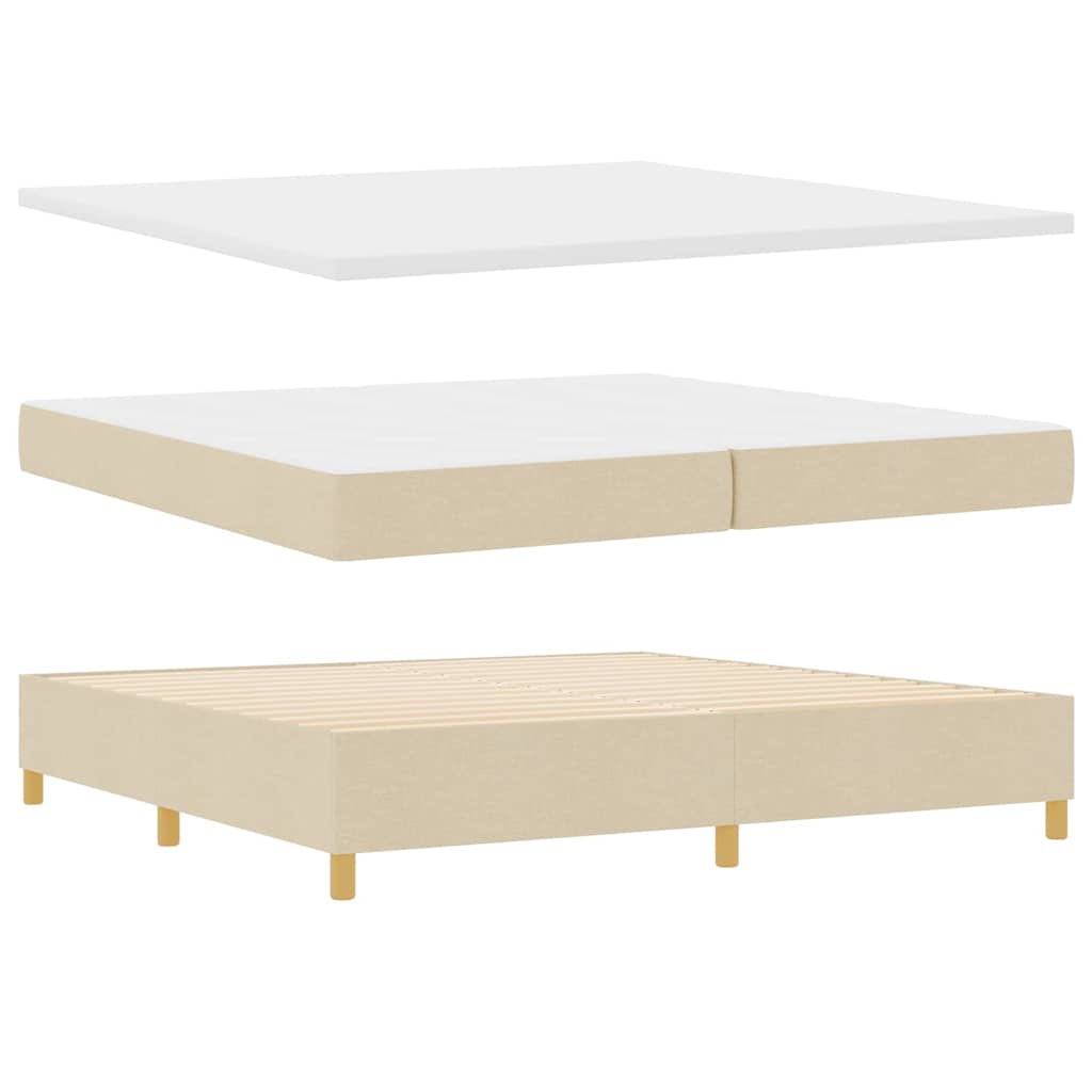 Boxspring bed met matras met hoofdeinde Crème 200 x 200 cm Stof
