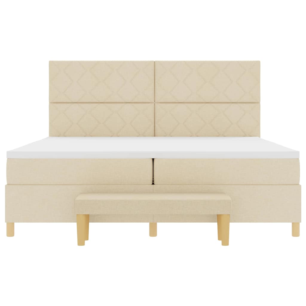 Boxspring bed met matras met hoofdeinde Crème 200 x 200 cm Stof