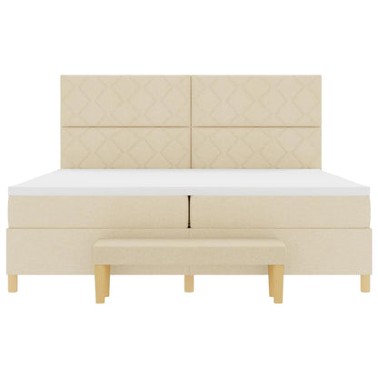 Boxspring bed met matras met hoofdeinde Crème 200 x 200 cm Stof