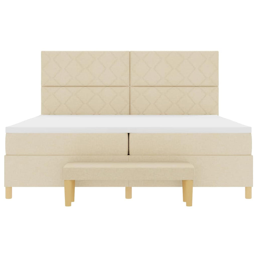 Boxspring bed met matras met hoofdeinde Crème 200 x 200 cm Stof