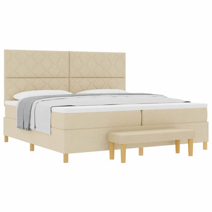 Boxspring bed met matras met hoofdeinde Crème 200 x 200 cm Stof