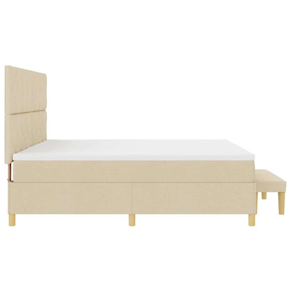 Boxspring bed met matras met hoofdeinde Crème 200 x 200 cm Stof