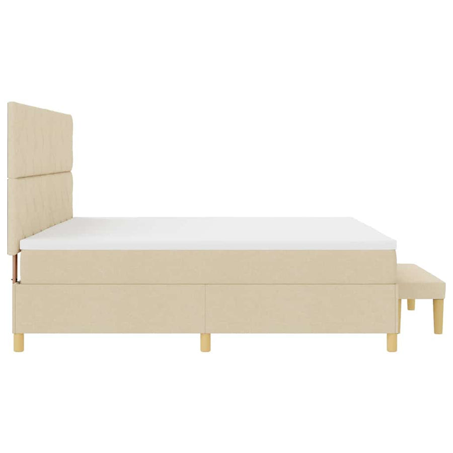 Boxspring bed met matras met hoofdeinde Crème 200 x 200 cm Stof