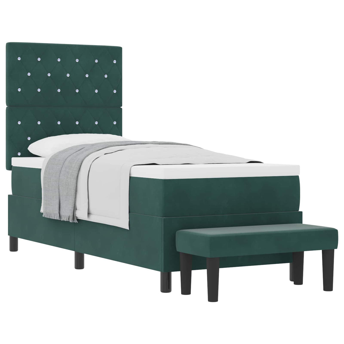 Boxspring bed met kussen Donkergroen 200 x 80 cm Fluweel