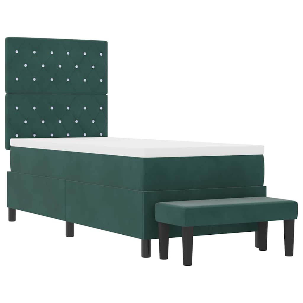Boxspring bed met kussen Donkergroen 200 x 80 cm Fluweel