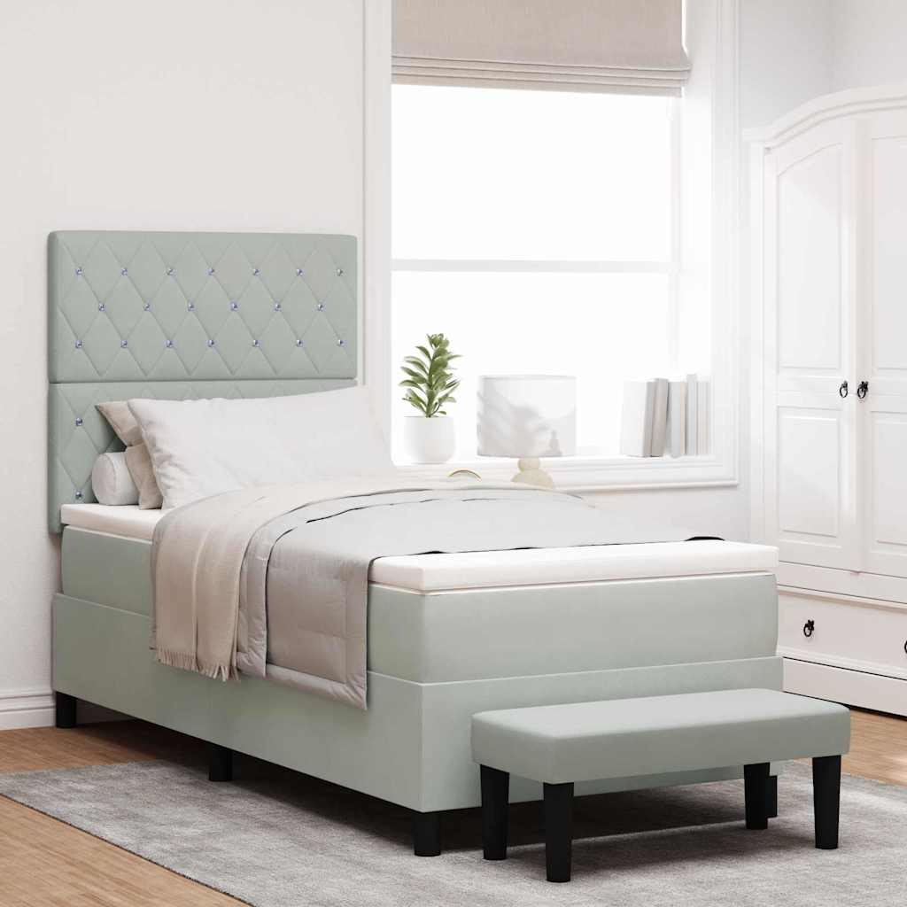 Boxspring bed met hoofdeinde Lichtgrijs 190 x 90 cm Fluweel