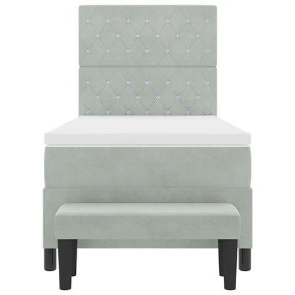 Boxspring bed met hoofdeinde Lichtgrijs 190 x 90 cm Fluweel