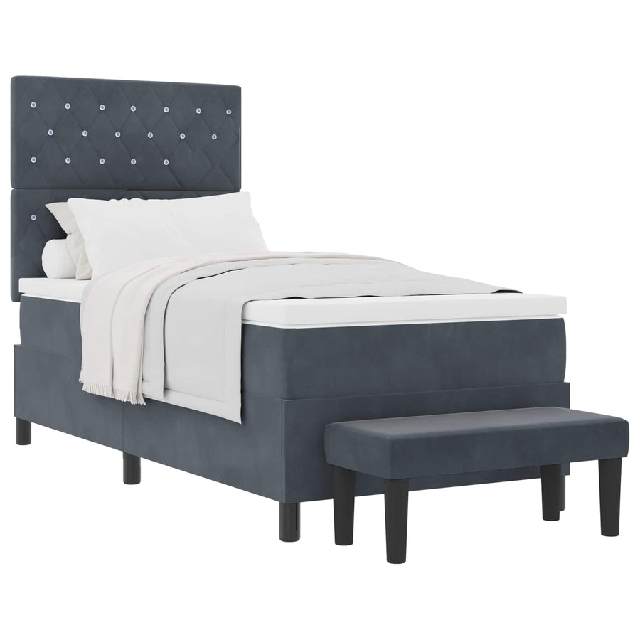 Boxspring bed met matras Donkergrijs 90 x 190 cm Fluweel