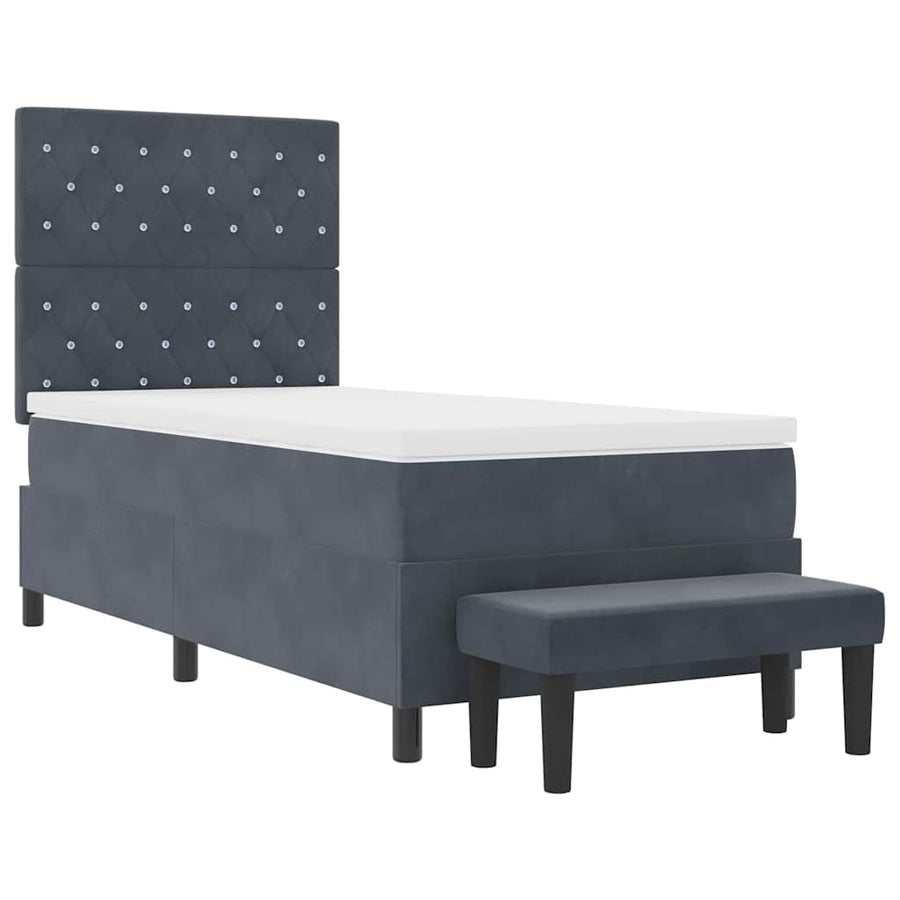Boxspring bed met matras Donkergrijs 90 x 190 cm Fluweel