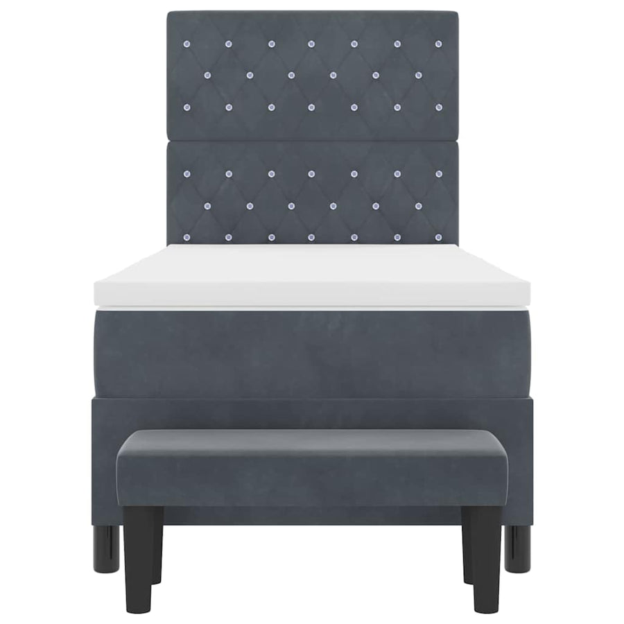 Boxspring bed met matras Donkergrijs 90 x 190 cm Fluweel