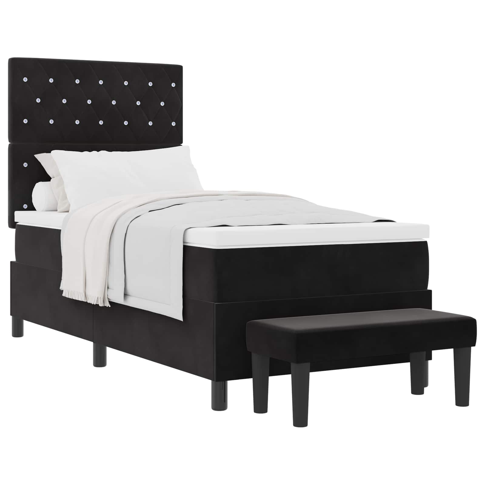 Boxspring bed met hoofdeinde Zwart 190 x 90 cm Fluweel